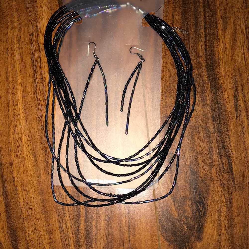 Brand new! Black earrings and necklace set